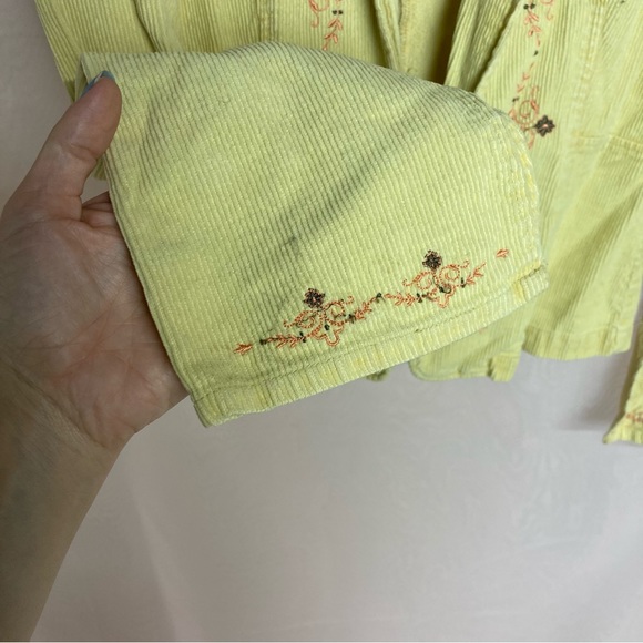 Vintage Blanc Noir kharma yellow corduroy jacket, floral embroidery - Picture 5 of 6
